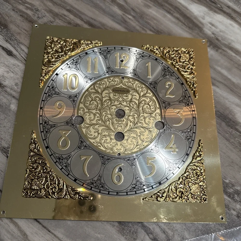 Vintage Grandfather Clock Parts Lot Emperor Face Frank Hermle Movement Hands Key